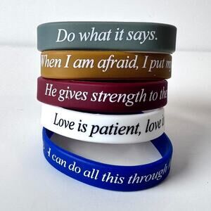 5 Pc Bible Verse Silicone Wristbands Christian Scripture Rubber Bracelets Set
